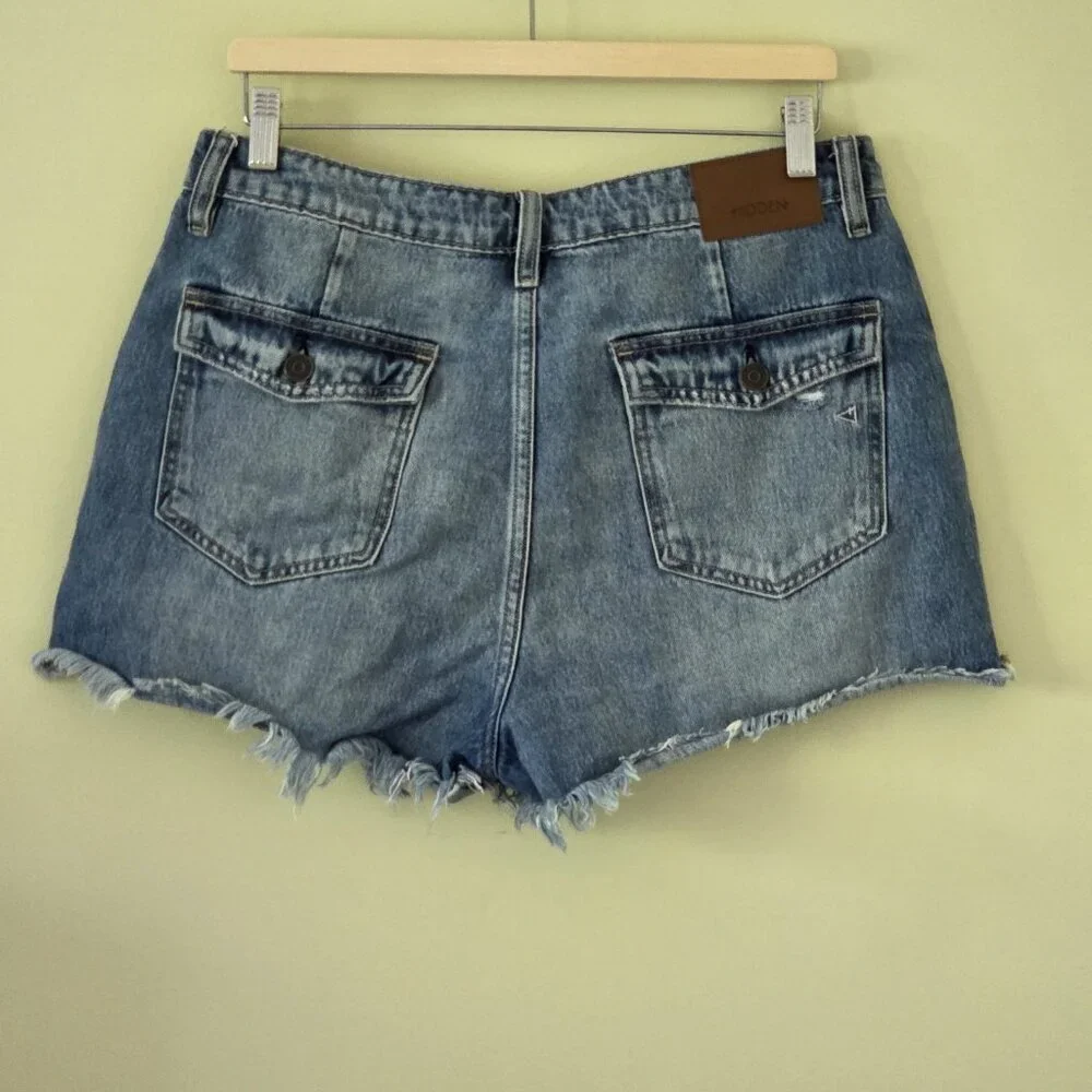 Hidden LA Shorts Women L Blue Distressed Cotton Beach Hippie Raw Hem 4182M-DK - Picture 2 of 16
